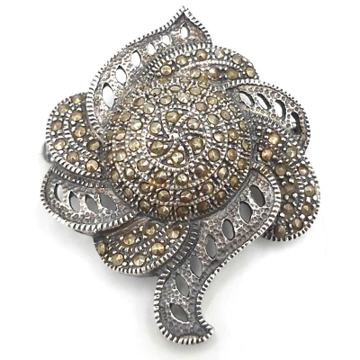 Spilla vintage anni '50 in argento 925 con marcasiti Made in Italy - Immagine 1 di 4