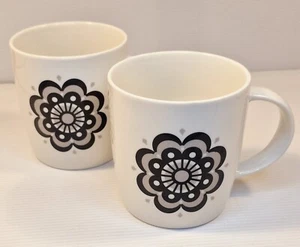Alex Liddy 2x Black Circular Floral Coffee Tea Mugs 300ml Set of Two - Bild 1 von 7