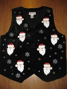CHRISTMAS SWEATER VEST vtg med 1980s Santa & snowflakes Westbound brand - Picture 1 of 1
