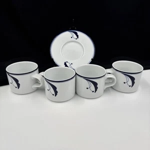 Dansk Flora Bayberry Blue Set Of (4) 2 3/4" Flat Cups Portugal •PRISTINE• + - Picture 1 of 18