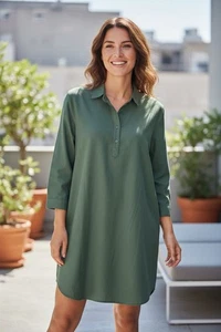 Pomander Place Green Collared Button Shirt Dress XXL NWT - Picture 1 of 2