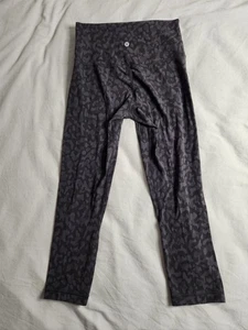Lululemon Align Crop Leopard Print Leggings Womens Size 6 Black Gray Yoga NEW - Picture 1 of 9