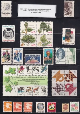 1731-1737 / 1743-1769 / USA 1978 Year Set complete, 41 Stamps Unused NH - Image 1 of 2
