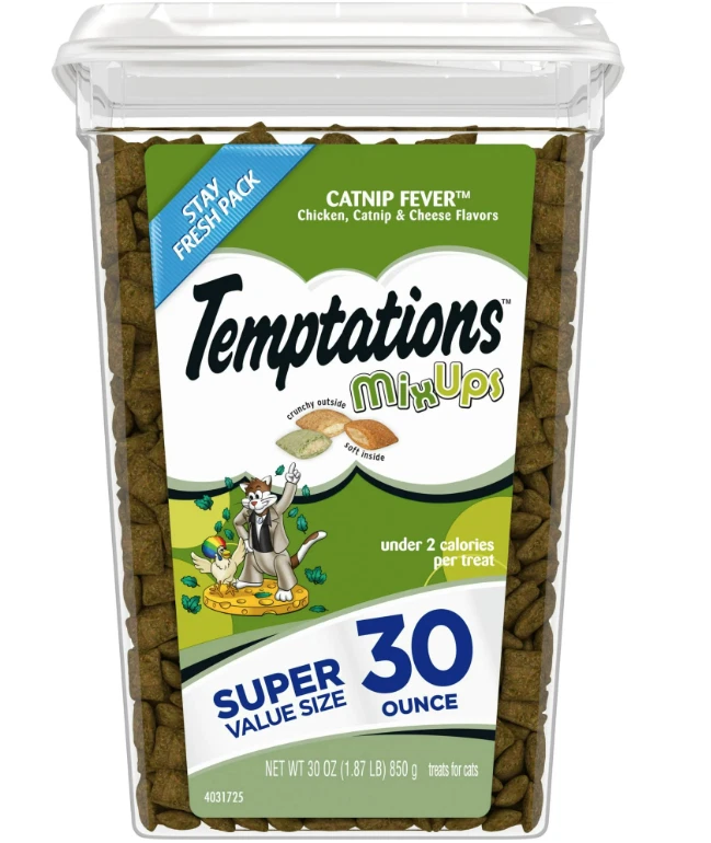 Golosinas crujientes y suaves sabor fiebre hierba gatera Temptations Mixups para gatos, 30 oz. Foto 1 de 4