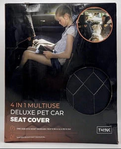 Think Deluxe Pet Car Seat Cover  4 in 1 Multiuse Black 56"X53" Fits Most SUVs - Picture 1 of 3