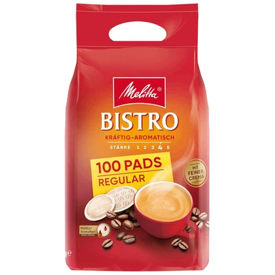 Melitta Café Bistro Röstkaffee in Kaffee-Pads, 100 Pads, Kaffeepads Für Pad-Masc - Bild 1 von 4
