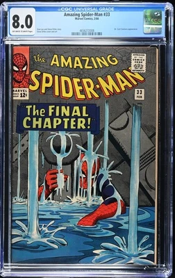 Amazing Spider-Man #33 - Marvel Comics 1966 CGC 8.0 Dr. Curt Connors appearance. - Image 1 of 2