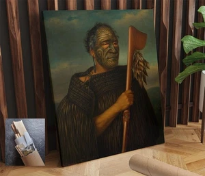 New Zealand Men Portrait Gottfried Lindauer Tamati Waka Figurative 24X30 Inch - Picture 1 of 4