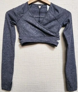 Ivivva By Lululemon Girls Cropped Top Gray  Dance Sz 10 Cut Out Long Sleeve NEW - Picture 1 of 7
