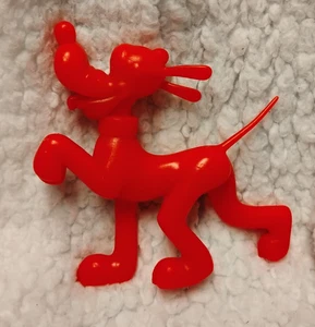 VINTAGE LOUIS MARX 1971 WALT DISNEY PLASTICA DURA PLUTO FIGURA ROSSA - Foto 1 di 2