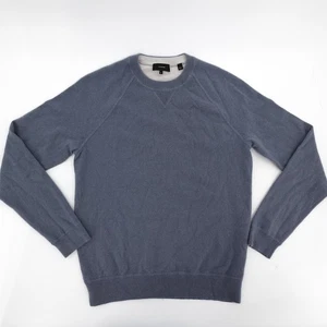 Vince Sweater Mens Medium Blue Gray 100% Cashmere Crewneck Raglan Knit Pullover - Picture 1 of 13