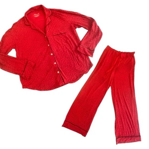 Victoria's Secret Heavenly Talla Pequeña Conjunto Pijama Pantalones Manga Larga Rojo Lunares - Imagen 1 de 17