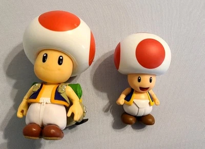 Nintendo Super Mario Brothers Movie figure toad with camping gear & 2" Toad - Image 1 of 4