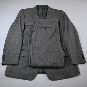 Bachrach 48R 40x30 Gray Glenn Check 100% Wool Mens Jacket Pants Suit - Picture 1 of 12