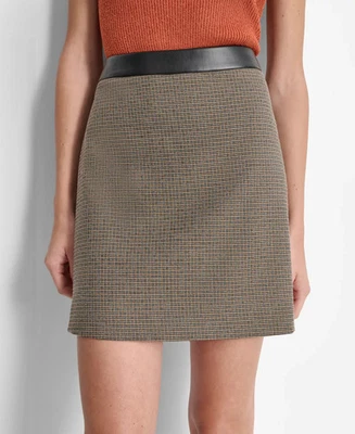 DKNY Women's Skirt Sz 6 Faux-Leather-Trim Mini - Image 1 of 4