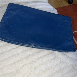 Leather Clutch Bag Soft Touch Blue Good Condition 10” across 6” - Picture 1 of 6