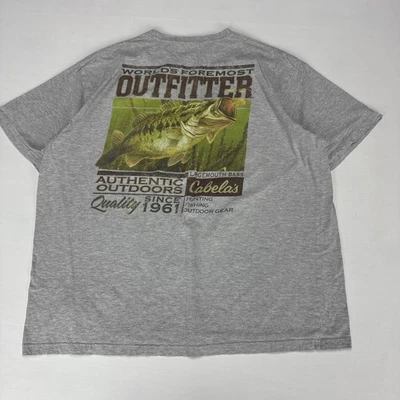 CABELA’S T Shirt Adult 2XL Heather Grey Double Side Largemouth Bass Outdoors - image 1 of 4