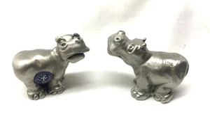 VTG 1981 HUDSON PEWTER NOAH'S ARK COLLECTION MALE FEMALE HIPPO PAIR ( 2186 2187) - Picture 1 of 5