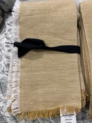Hearth & Hand Magnolia Yellow Gold Frayed Edge Linen Blend Napkins Set 4 - Image 1 of 4