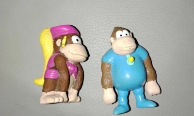 2 figurines Donkey Kong pvc Figures Kellog's France Exclusive Nintendo 1997 - Photo 1/2