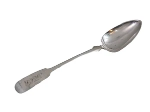 ANTIQUE SILVER LARGE STUFFING SPOON / SERVING PIECE Germany Berlin 19th century - Picture 1 of 7