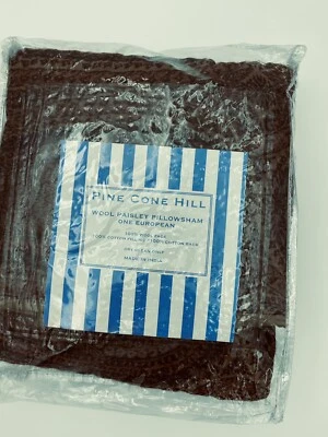 Almohada de cachemira acolchada de algodón Pine Cone Hill Madison Euro Sham nueva con etiquetas Foto 1 de 4