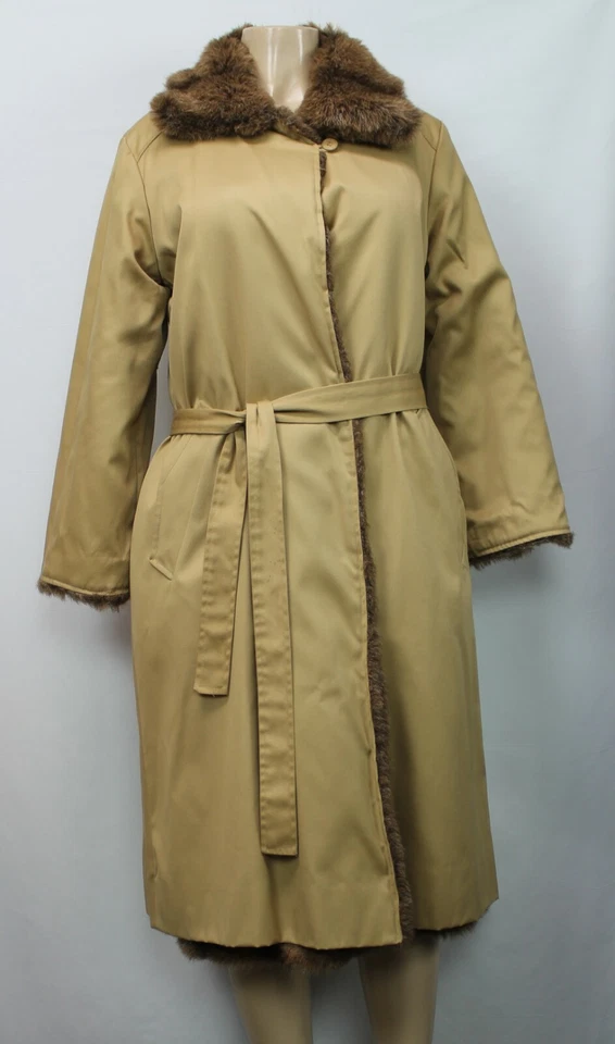 T. T. Mallo by Max Adler Women's Reversible Winter Coat Faux Fur Tan Size 8 - Image 1 of 4