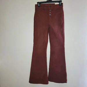 American Eagle Stretch Corduroy High Waisted Flare Pants Size 0 Waist 25 Reddish - Picture 1 of 14