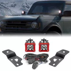 40W 3'' LED Pods (Red Shell) + Ditch Mounts + Wire For Ford Bronco 2021-2024 - Imagen 1 de 8