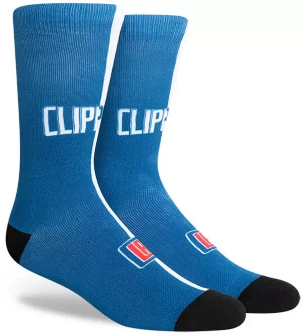 Los Angeles LA Clippers NBA Large Mens Socks Fits 6-12 PKWY Split Jersey Crew - Image 1 of 1