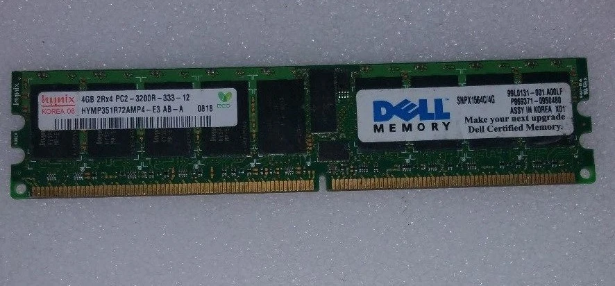 4GB DDR2 2Rx4 PC2-3200R   DDR2-400  512X4  18CHIPS 240PIN DIMM ECC REGISTERED  - Image 1 of 1