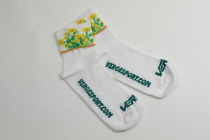 Verge XL Sun Flowers Lot Of 5 Pair Cycling Socks 3" Cuff White/Green Yellow New