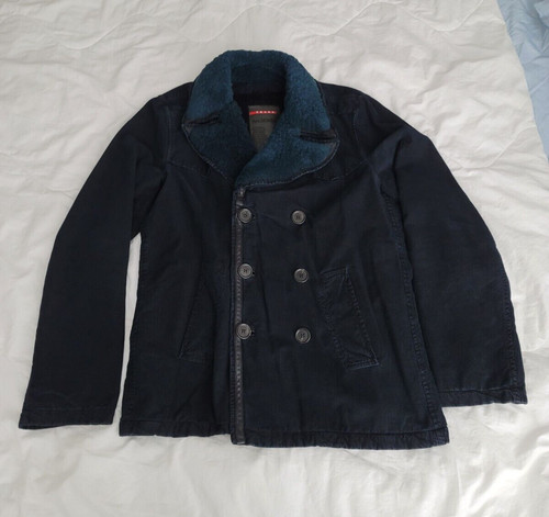 Cappotto da uomo Prada in velluto a velo marino pelle di pecora acqua taglia 52 raro