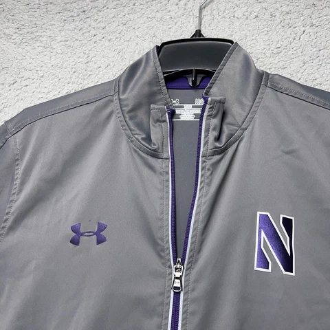 Northwestern Wildcats Windbreaker Jacket Mens Large Gray Purple Loose Full Zip Cover