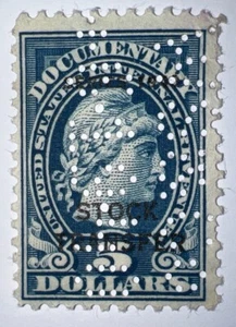 Travelstamps: US Documentary Stamps scott #R244 Used NG Perfin - Picture 1 of 8
