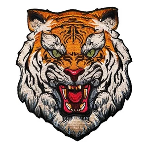 Großer Tigerkopf Aufnäher Patch - 9,5x8 cm - bestickt Tierwelt Applikation - Bild 1 von 2
