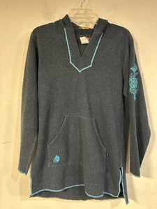 Hot Chilly’s womens hoodie Navy w/teal trim embroidery Size Medium, Vintage** - Picture 1 of 4