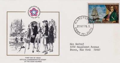 COOK ISLANDS 1976 FIRST DAY COVER FRANKLIN "RESOLUTION" AMERICAN BICENTENNIAL - Image 1 of 2