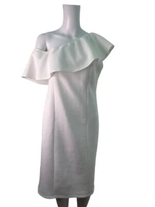F&F Party Dress Size 16 White One Shoulder Bodycon Stretch Womens EU44 - Picture 1 of 9
