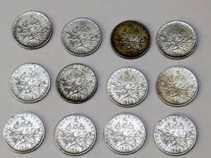 Lot 5 Francs Silver 1960-62 France, 12 pieces - Picture 1 of 2
