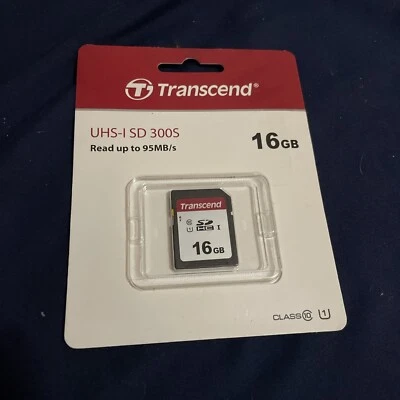 Transcend 16GB SD 300S SDHC UHS-1 Class 10 U1 Memory Card up to 95 MB/s SEALED  - Image 1 of 2