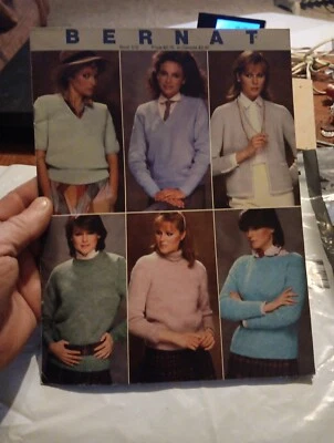 Vtg 1983 Bernat Sweater Fashion Yarn Knitting Crochet Pattern Book # 512 - Image 1 of 4