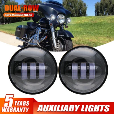 LED Zusatzscheinwerfer, schwarz, Harley Davidson, 4,5 Zoll, FLSTN, FLHX, FLH - Bild 1 von 4