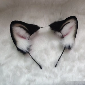 Handmade Faux Fur Wolf Ears Headband Realistic Furry Fluffy Animal HairHoop - Picture 1 of 5