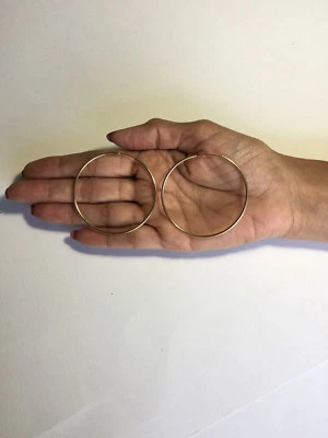 PENDIENTES ARO SIN FIN CHAPADOS EN ORO 14K 2x50MM J155 Foto 1 de 2