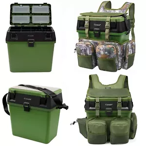 Fishing Seatbox & Rucksack Fly Sea Coarse Fishing Seat Back Pack Ruck Sack - Picture 1 of 30