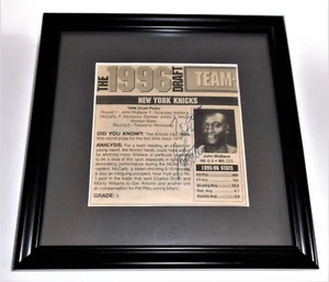 JOHN WALLACE New York Knicks Signed Draft Pick Newspaper Item Matted & Framed - Picture 1 of 3