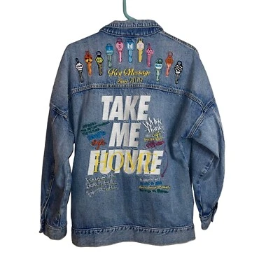 Sly Jeans Jacket Mens Vintage One Size Blue Denim Future Theme Embroidered Retro - Image 1 of 4