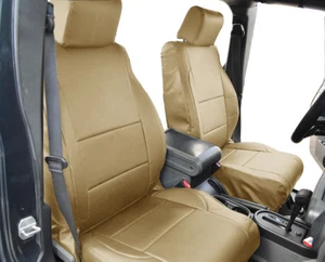 JEEP WRANGLER JK 2DOORS 2007-2010 BEIGE LEATHER-LIKE CUSTOM FIT FRONT SEAT COVER - Picture 1 of 6