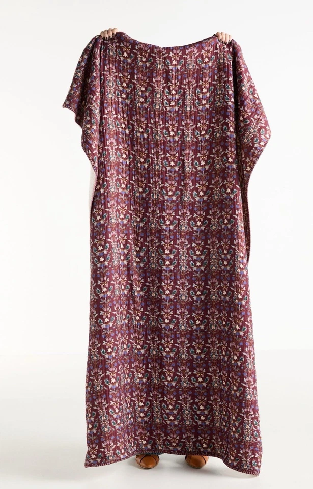 Anthropologie Gasa Algodón Sherpa Manta - Borgoña 50x70 Nuevo Con Etiquetas Floral Nuevo Foto 1 de 4